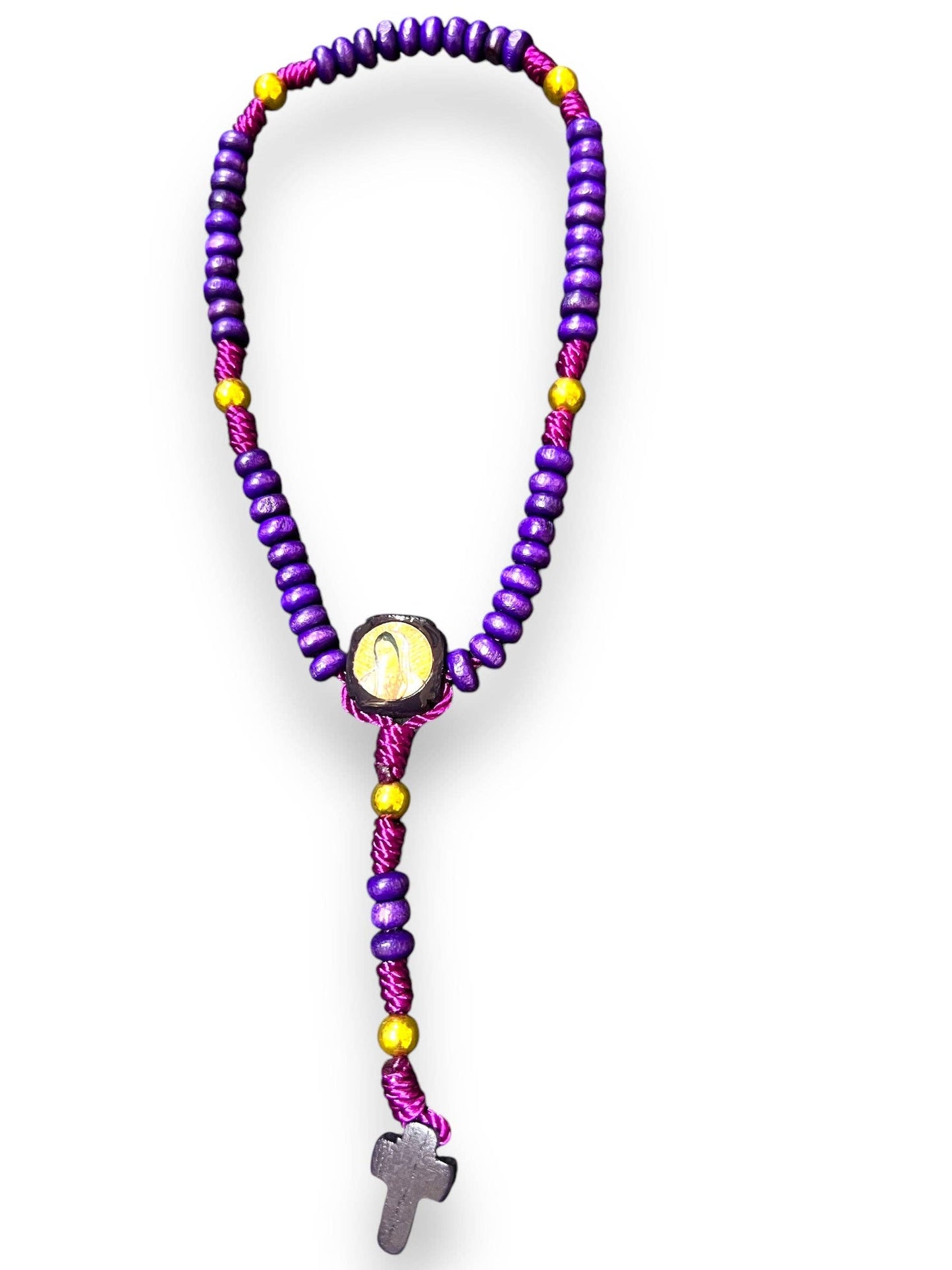 SAN JUDITAS RELIGIOUS ARTICLES - OUR LADY OF GUADALUPE PURPLE MINI WOODEN ROSARY