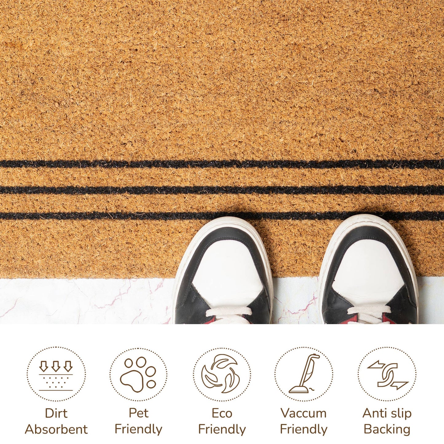 The Fine Living Company - Basic Stripe Coir Door mat - 17X30"(43x76cm) large