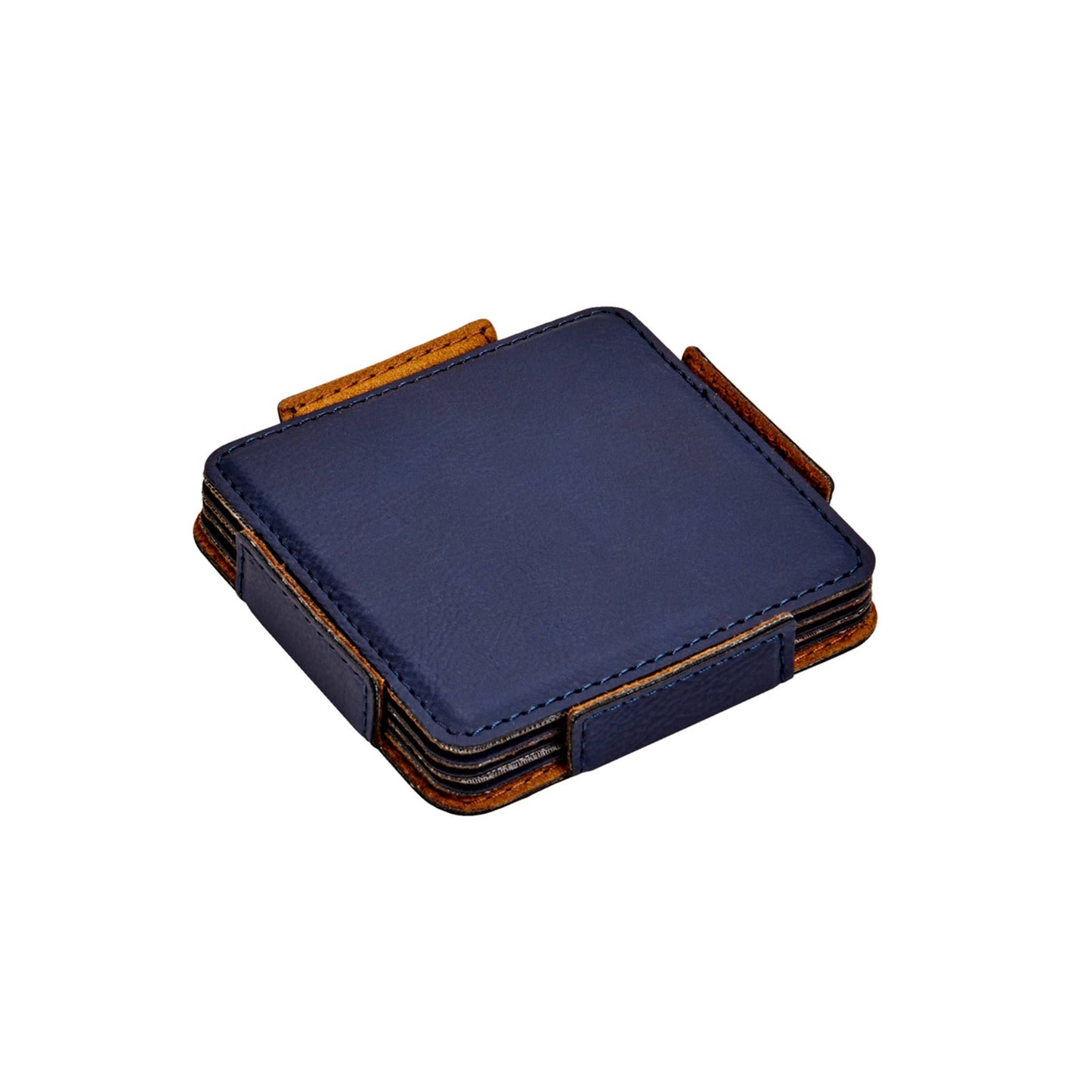 Creative Gifts International Inc. - Set Of 4 Leatherette Coasters - Navy