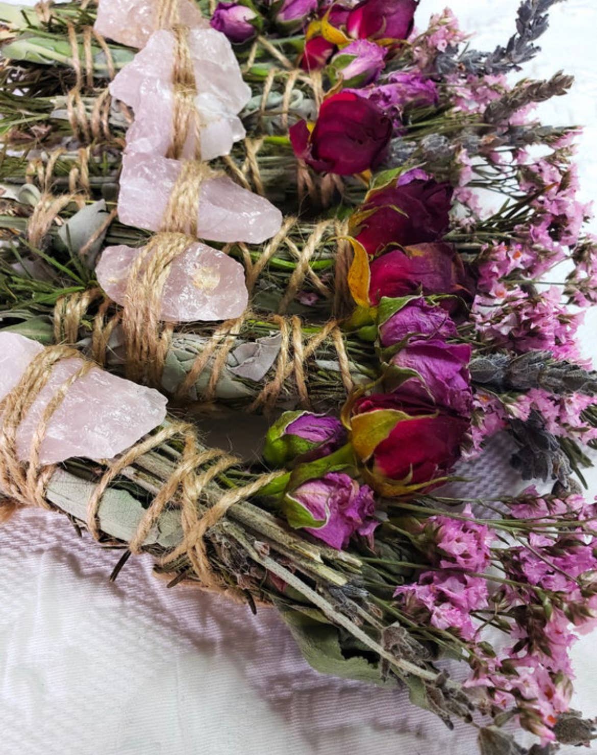 CharlieHaze - Rose Quartz, Rosemary, Sage, and Lavender Smudge Stick