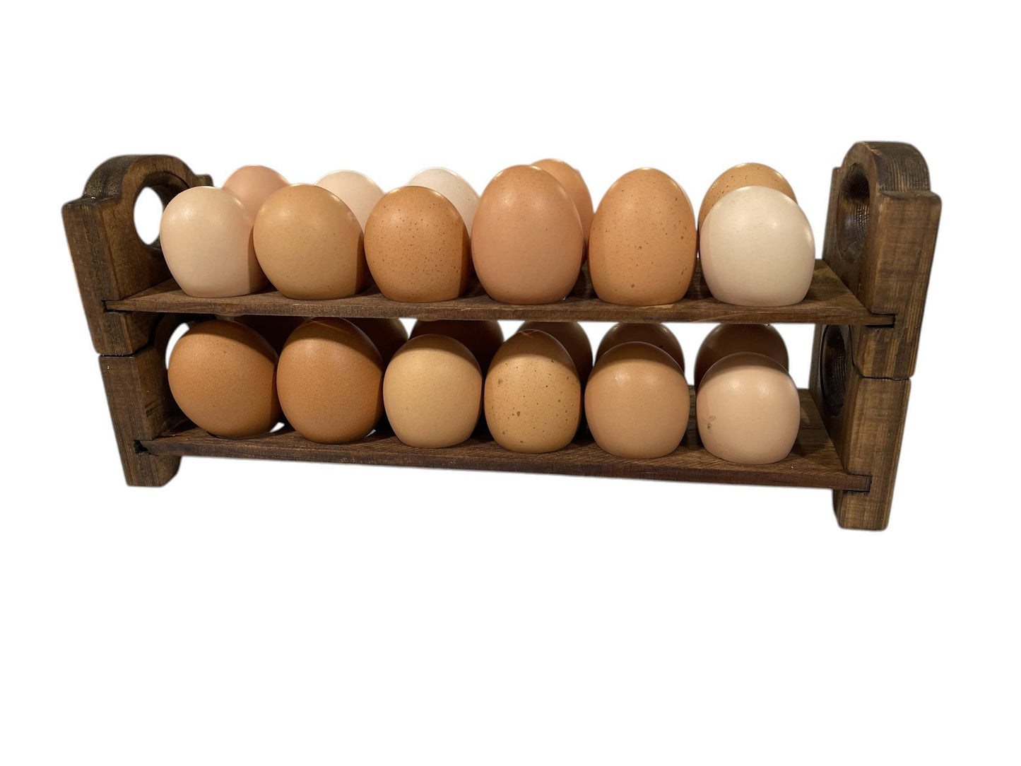 Rustic Haven Decor - Layer Egg Tray Holder Countertop - Wooden Rack Stackable.