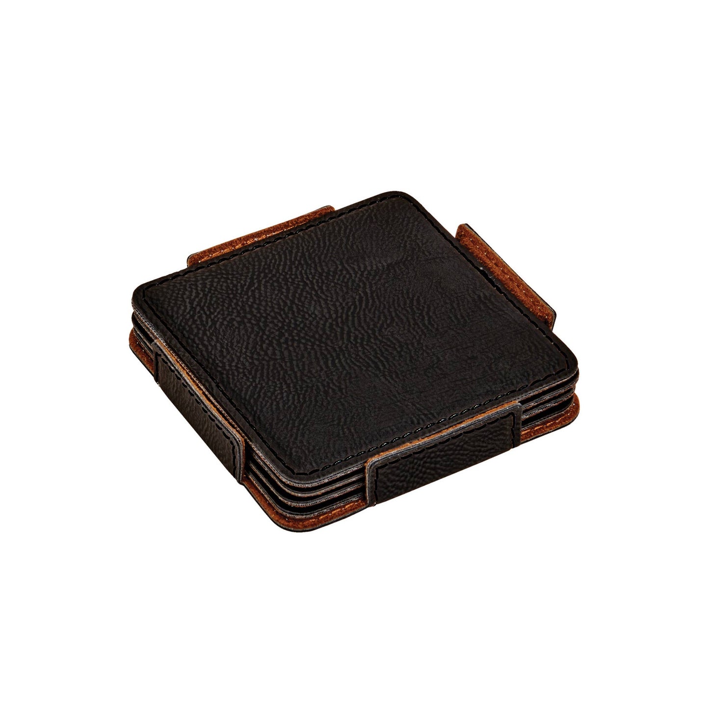 Creative Gifts International Inc. - Set Of 4 Leatherette Coasters - Black