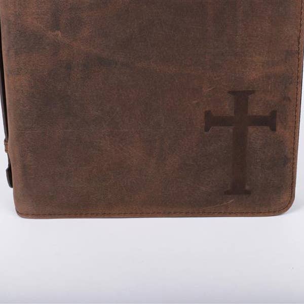 Swanson Christian Products - Bible Cover - Buffalo Leather - Cross - L