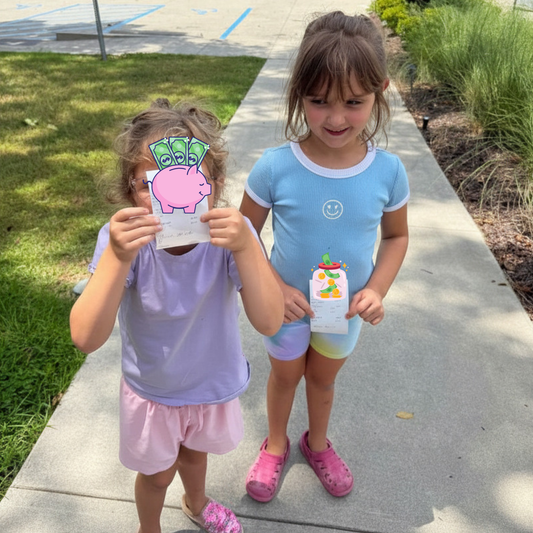 Children completing a hands-on savings and deposit lesson