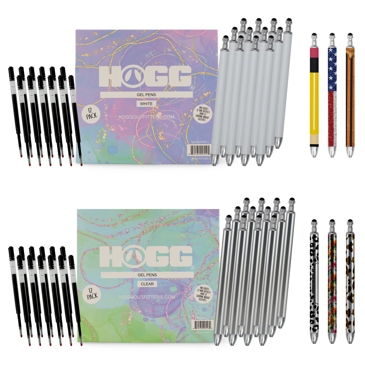 Hogg Outfitters - GEL SUBLIMATION PENS 12 PACK W/ 12 INK REFILLS