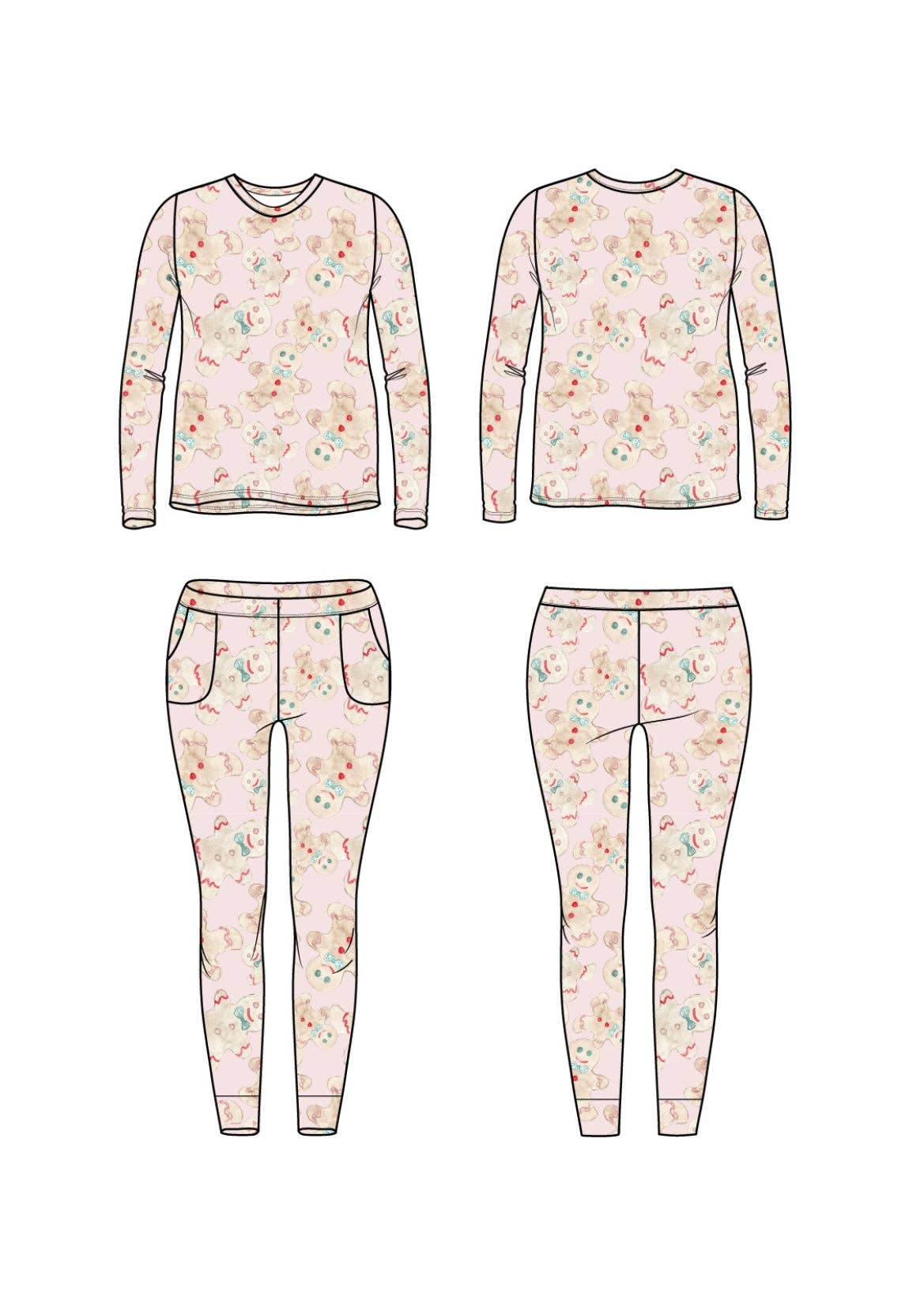 Sweet Bay Clothing - Pink Gingerbread Women's Two Piece Jogger Set