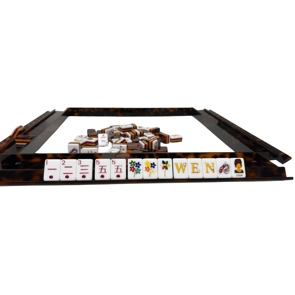 Mahjong Studios - Luxury Handmade Tortoise Shell Acrylic Mahjong Racks and Pushers Set of 4