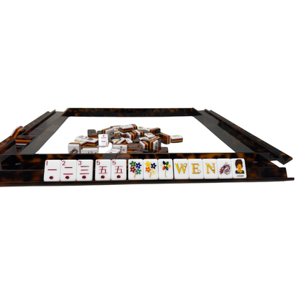 Mahjong Studios - Luxury Handmade Tortoise Shell Acrylic Mahjong Racks and Pushers Set of 4