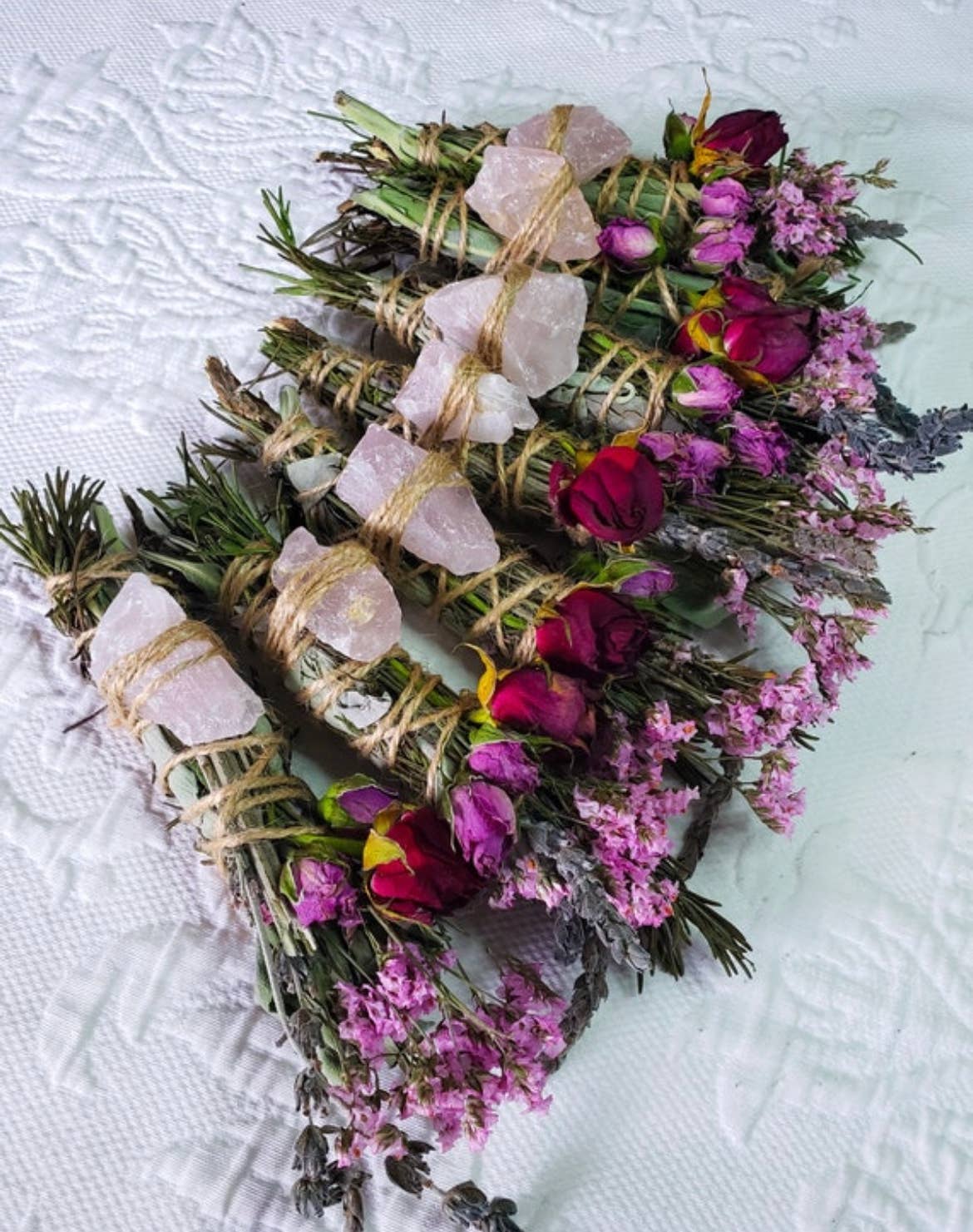 CharlieHaze - Rose Quartz, Rosemary, Sage, and Lavender Smudge Stick