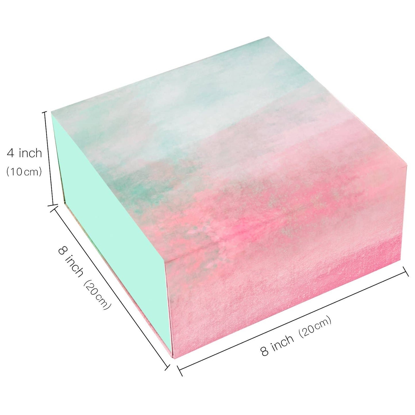 LA Ribbons Wholesale - 8" x 8" x 4" Collapsable Gift Box w/ 2-pcs White Tissue Paper & Magnetic Square Flap Lid | Gradient Color