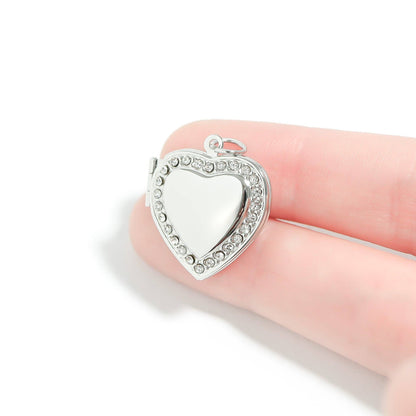 WJW - 18K Gold PVD Stainless Steel Heart Locket with Stones