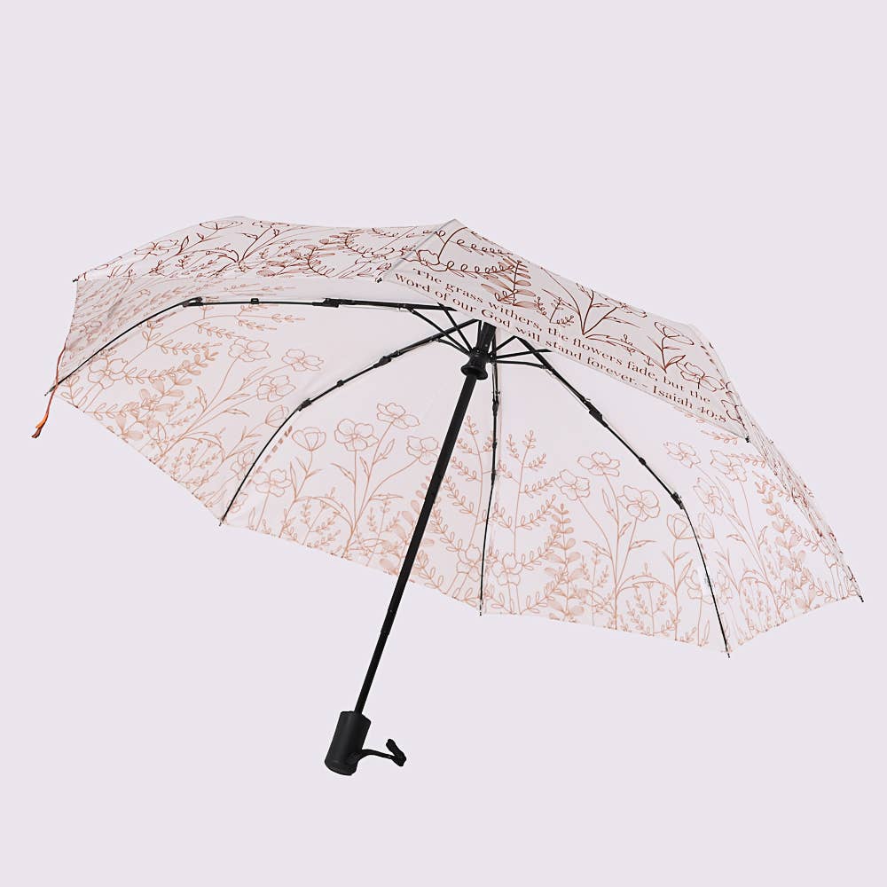 Swanson Christian Products - Compact Umbrella - Isaiah 40:8 Wildflowers