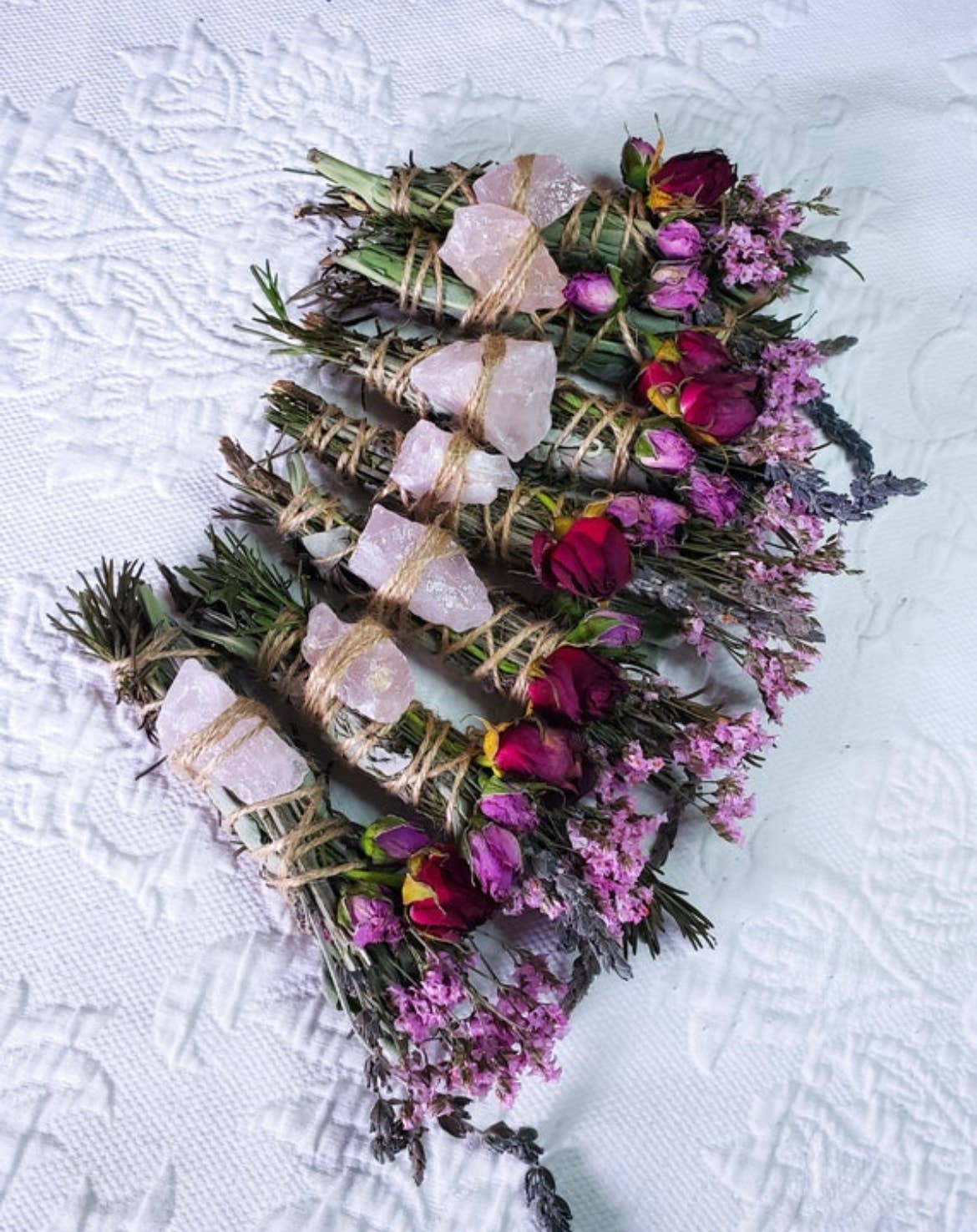 CharlieHaze - Rose Quartz, Rosemary, Sage, and Lavender Smudge Stick