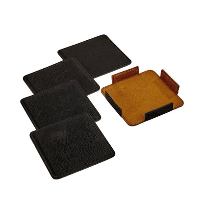 Creative Gifts International Inc. - Set Of 4 Leatherette Coasters - Black