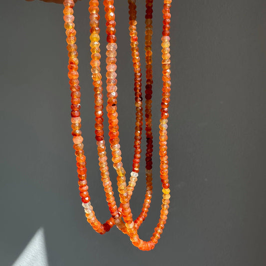Anokhi Green | Handmade Gemstone Jewelry - Carnelian Necklace | Orange Ombre Beads | Gifts for Women