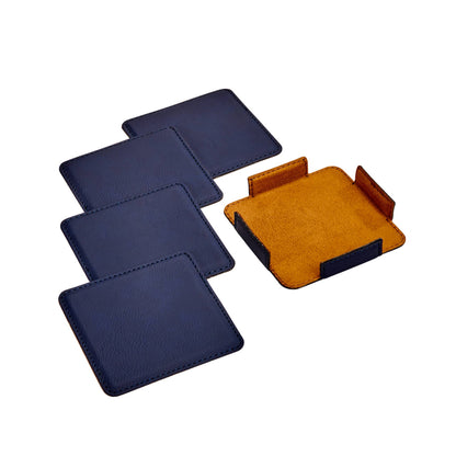 Creative Gifts International Inc. - Set Of 4 Leatherette Coasters - Navy