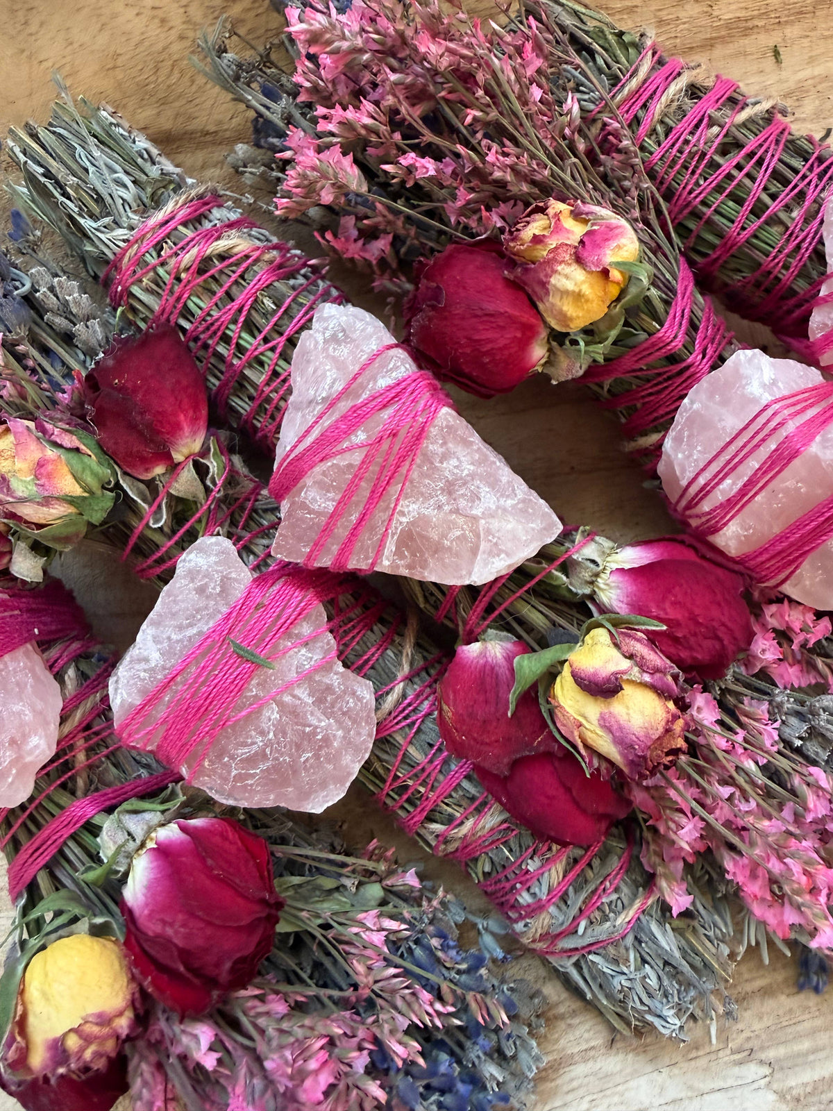 CharlieHaze - Rose Quartz, Rosemary, Sage, and Lavender Smudge Stick