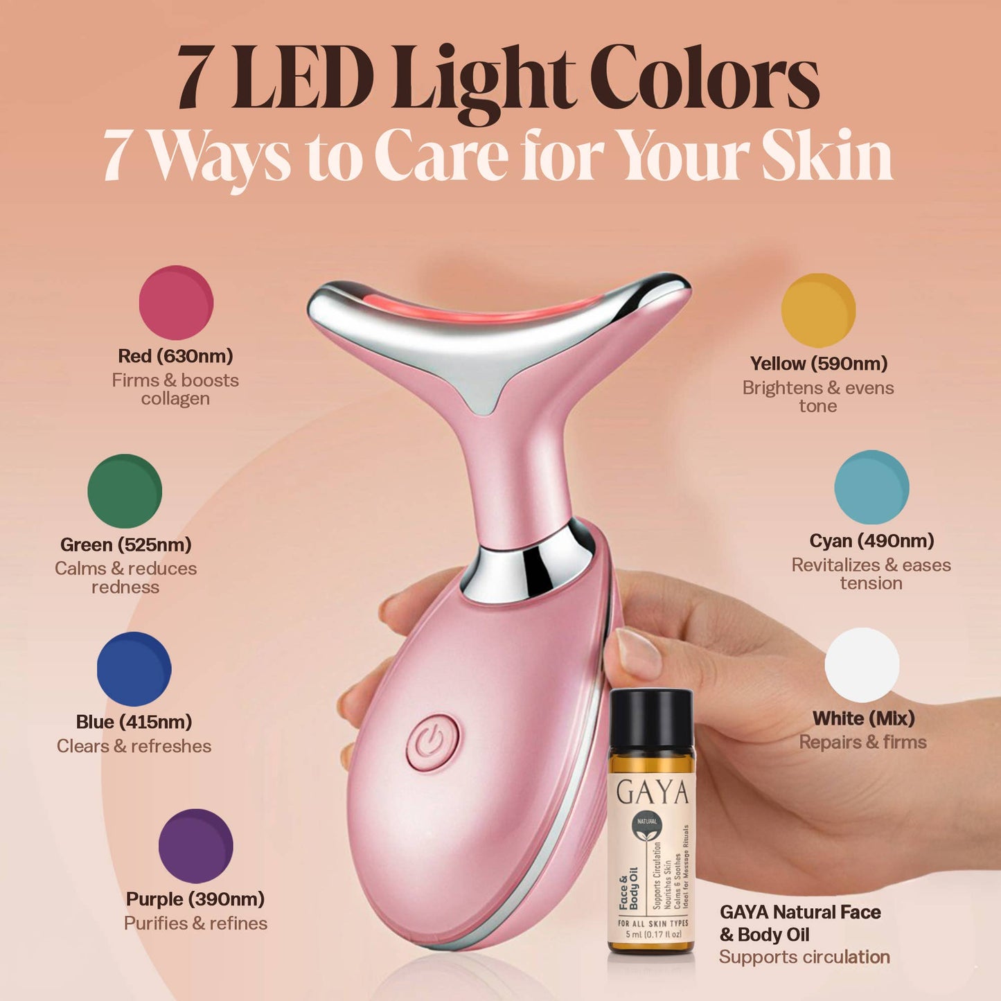 GAYA - Red Light Therapy 7-in-1 Beauty Wand – Lift, Glow & Smooth