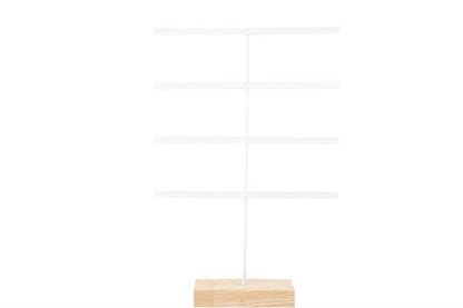 Nima Accessories Inc - 4 Bar Jewelry Metal Display with Wood Base