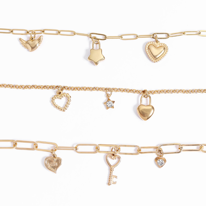 WJW - 18K Gold PVD Stainless Steel Heart Padlock Charm