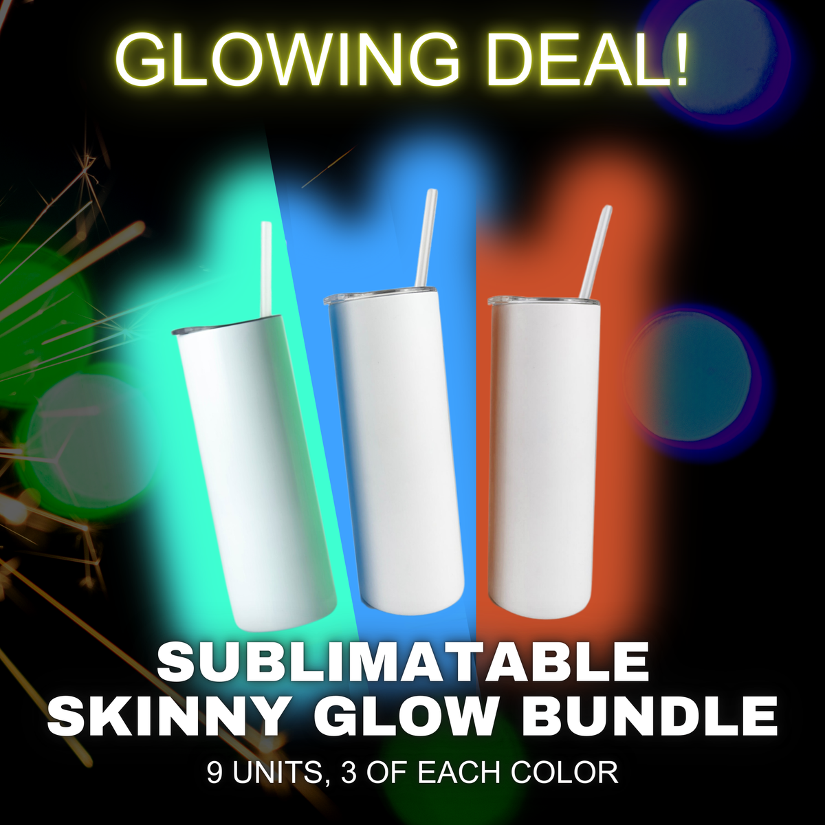 Hogg Outfitters - 20oz SUBLIMATION SKINNY GLOW BUNDLE (9 UNITS)