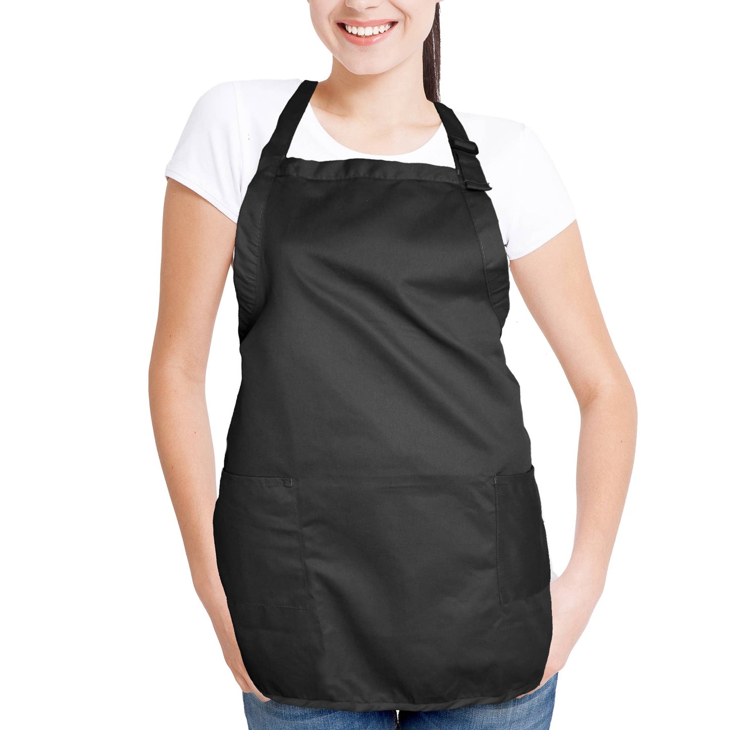 Dalix - DALIX Apron Restaurant Home Spun Poly Cotton 2 Pockets