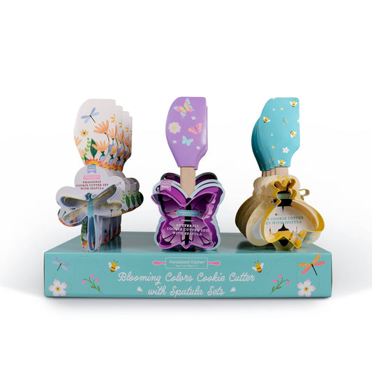 Handstand Kitchen - Blooming Colors Cookie Cutter & Spatula Set Display