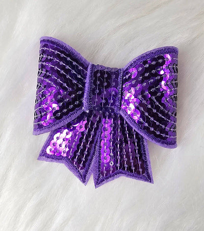 Scratch Decor - Small Sequin Bow Iron On Patch