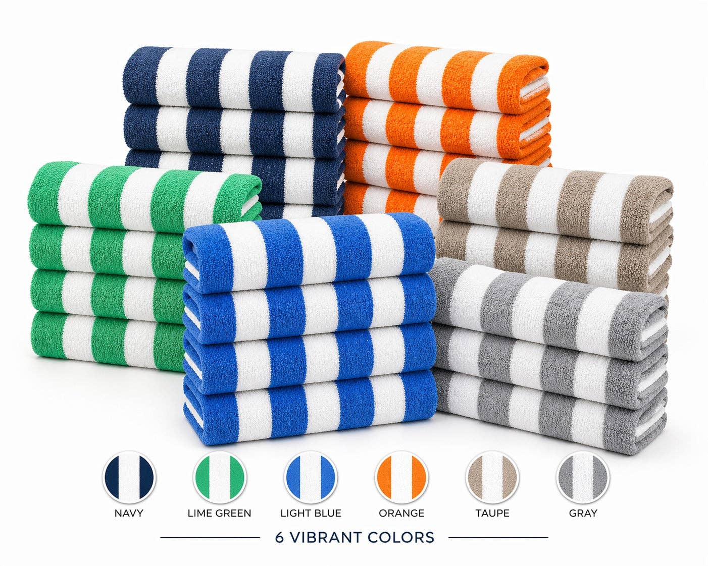 Infinite Basics - Cabana Beach Towels – Oversized 36" x 66" Striped Pool & Beach Towels, Soft Quick-Dry Cotton Blend Bath Towels for Beach, Pool, Vacation & Summer Travel