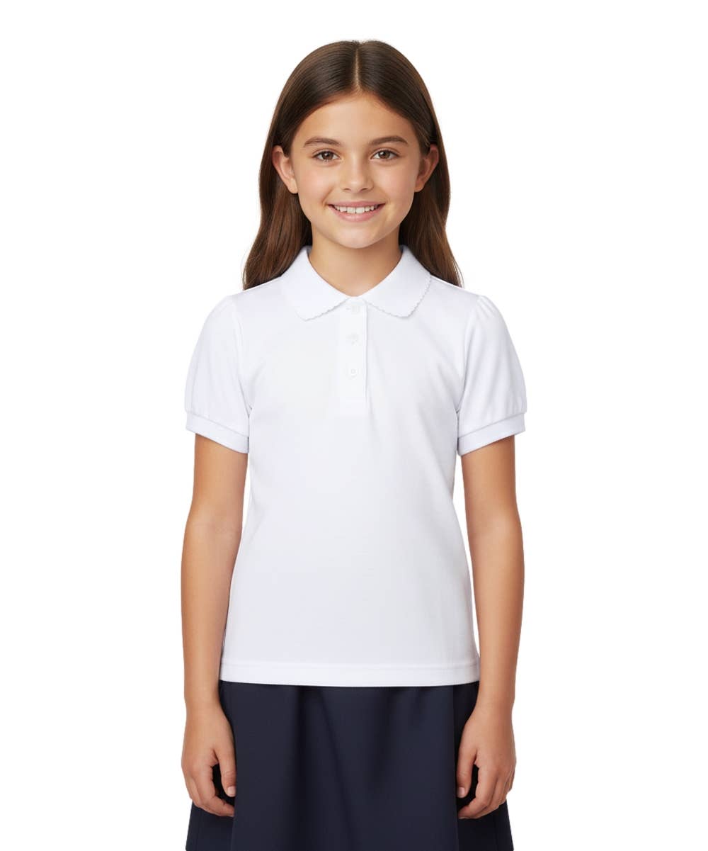 Unik - Girl's Uniform Polo Shirt Short Sleeve Size 5-18 White