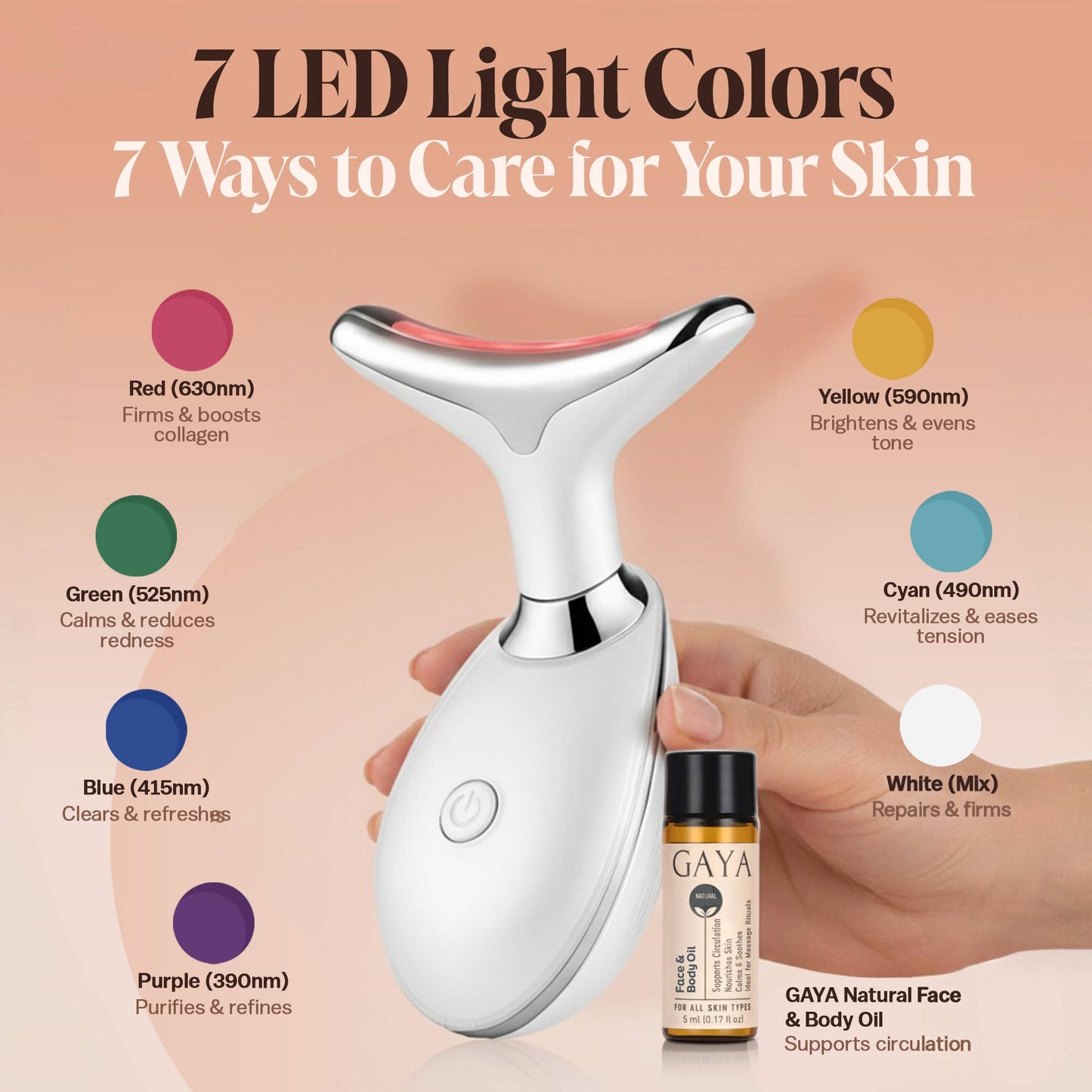 GAYA - Red Light Therapy 7-in-1 Beauty Wand – Lift, Glow & Smooth