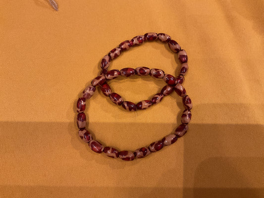 Leopard skin stained wood bead bracelet
