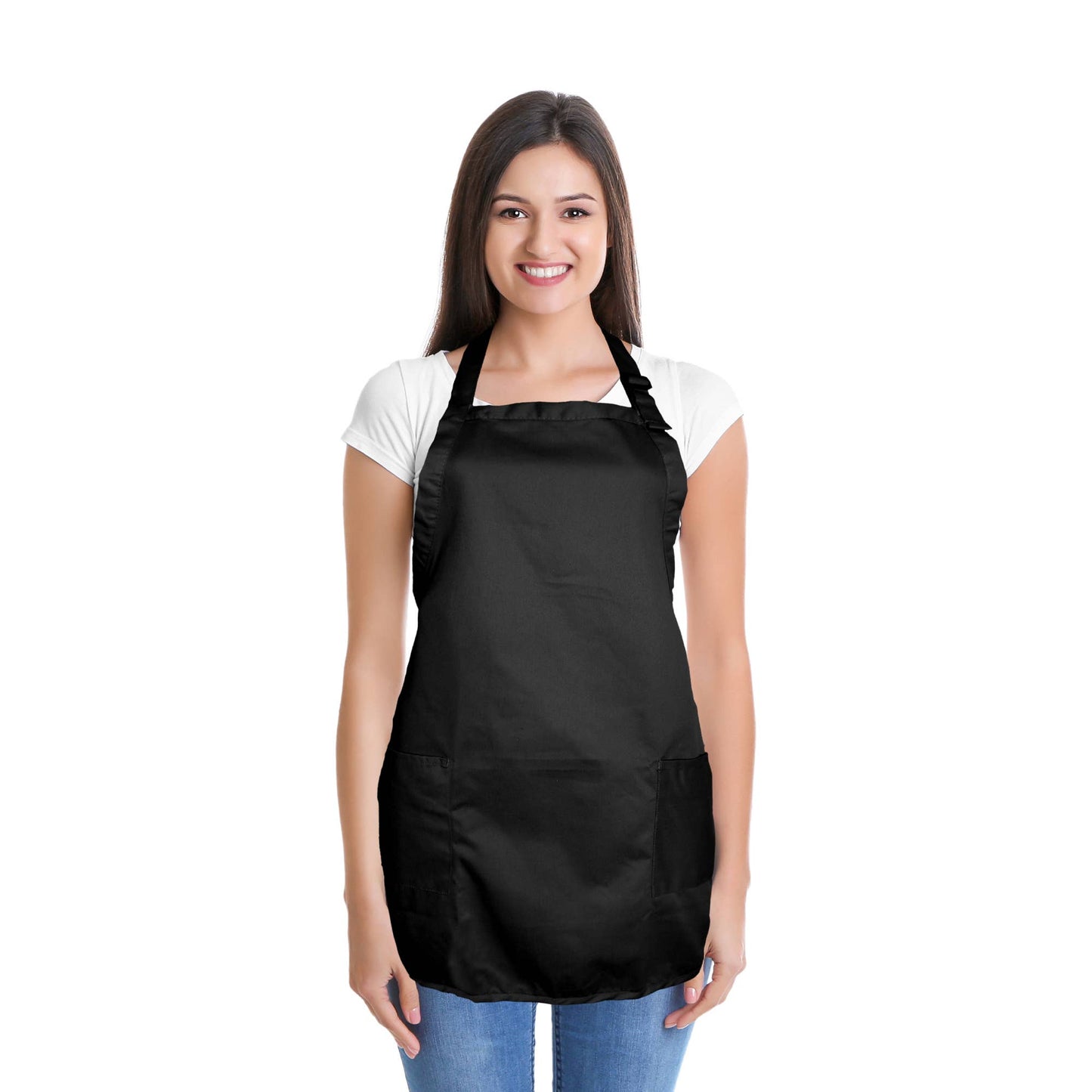 Dalix - DALIX Apron Restaurant Home Spun Poly Cotton 2 Pockets