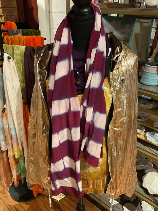 Catmaid tie dye purple silk scarf