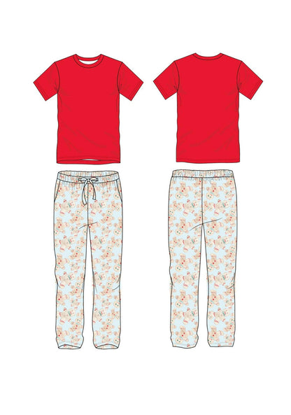 Sweet Bay Clothing - Blue Gingerbread Men's Two Piece Pajama Set