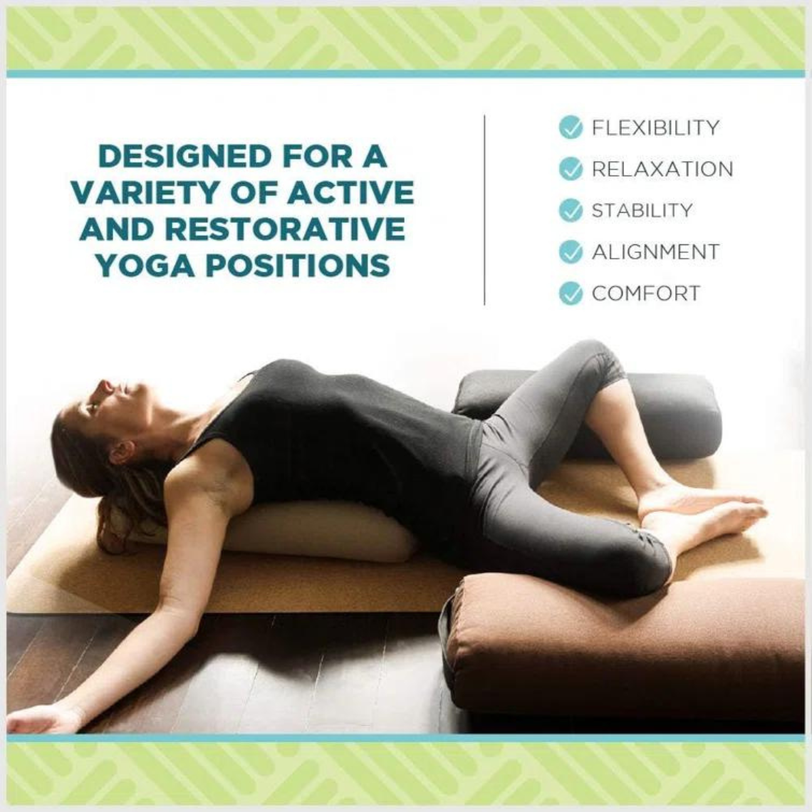 Cozy Trends - Yoga Firm Large Yoga Bolster Pillow Cushion 24" x 12"