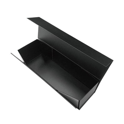LA Ribbons Wholesale - 13" x 3.7" x 3.7" Collapsable Gift Box w/ Magnetic Square Flap Lid | Black
