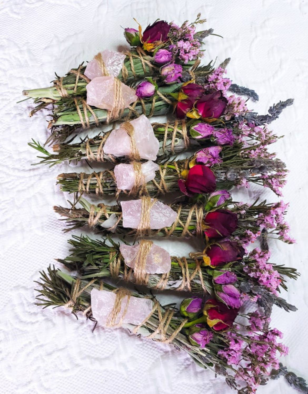CharlieHaze - Rose Quartz, Rosemary, Sage, and Lavender Smudge Stick