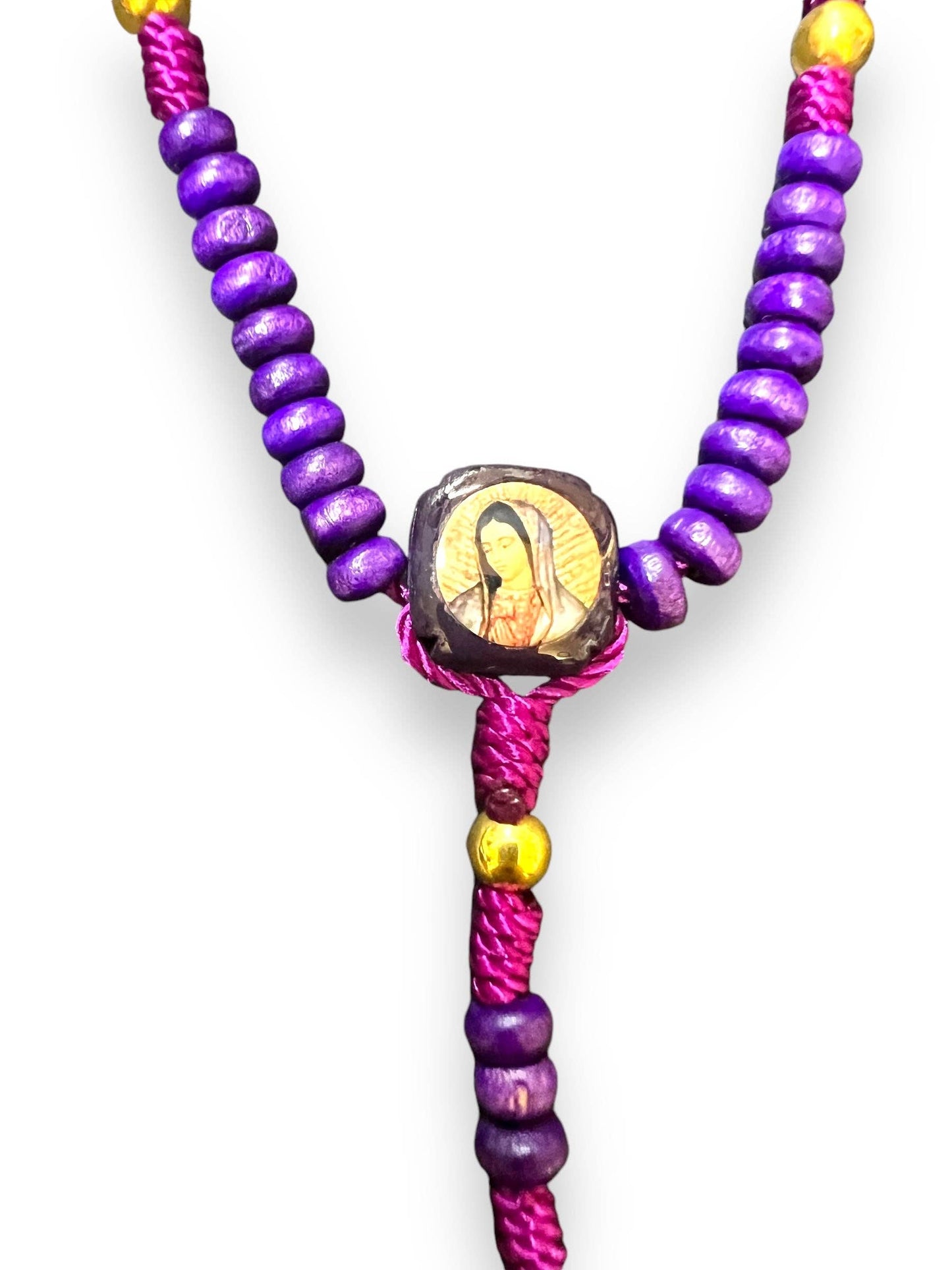 SAN JUDITAS RELIGIOUS ARTICLES - OUR LADY OF GUADALUPE PURPLE MINI WOODEN ROSARY