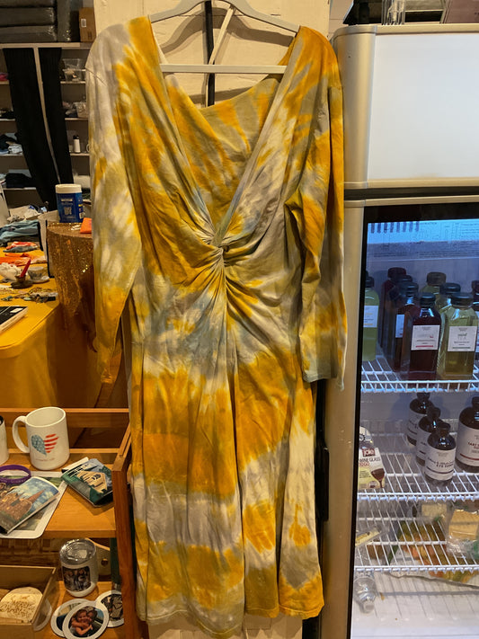 Catmaid Long sleeve dress tie dye yellow,grey