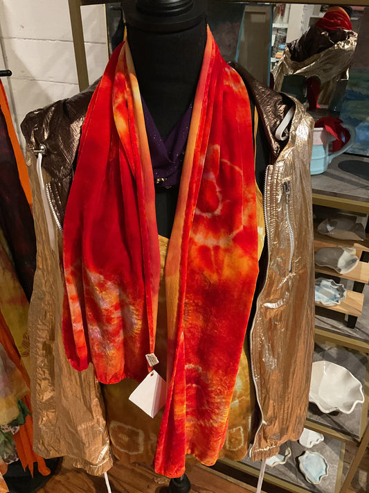 Catmaid red,yellow velvet scarf