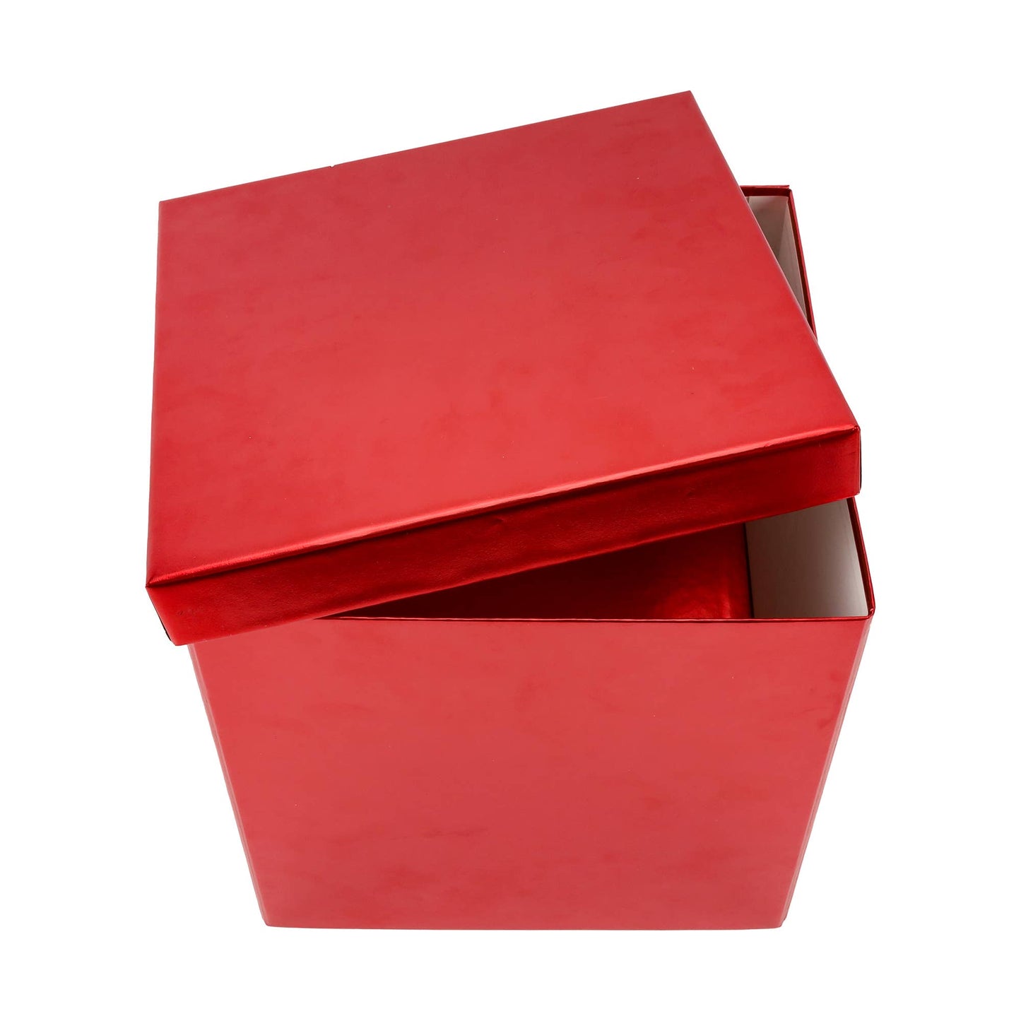 LA Ribbons Wholesale - 9"x 9"x 9" Collapsable Gift Box w/ Removable Lid | Matte Red