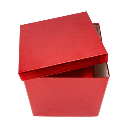 LA Ribbons Wholesale - 9"x 9"x 9" Collapsable Gift Box w/ Removable Lid | Matte Red