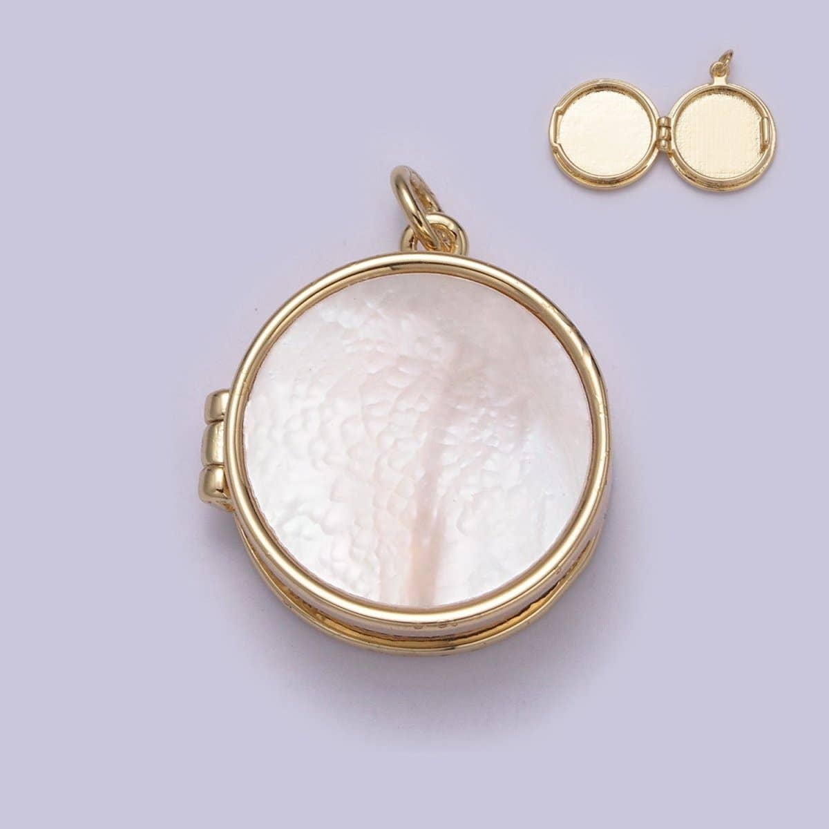 Aim Eternal - Pearl Locket Charm Necklace 14k Gold Filled Round Locket for Photo Necklace • Pearl Jewelry Supply W-192