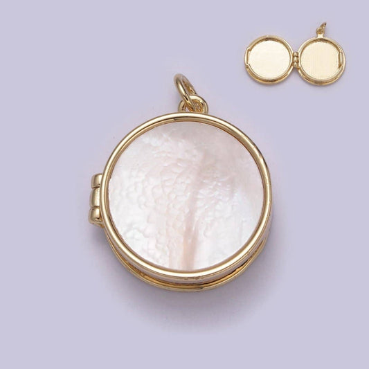 Aim Eternal - Pearl Locket Charm Necklace 14k Gold Filled Round Locket for Photo Necklace • Pearl Jewelry Supply W-192