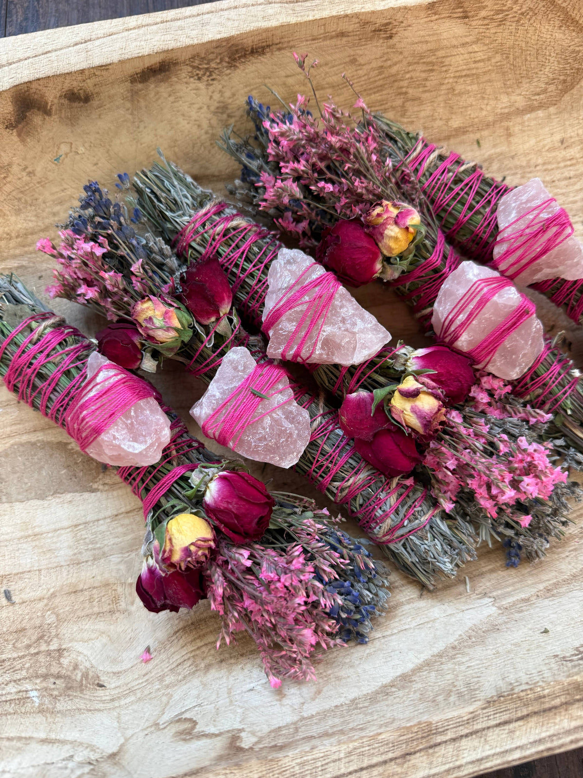 CharlieHaze - Rose Quartz, Rosemary, Sage, and Lavender Smudge Stick