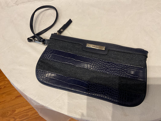 Nine West blue Jean and snake skin wristlet