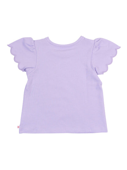 RuffleButts + RuggedButts - Girls Lavender Knit Short Sleeve Scallop Tee