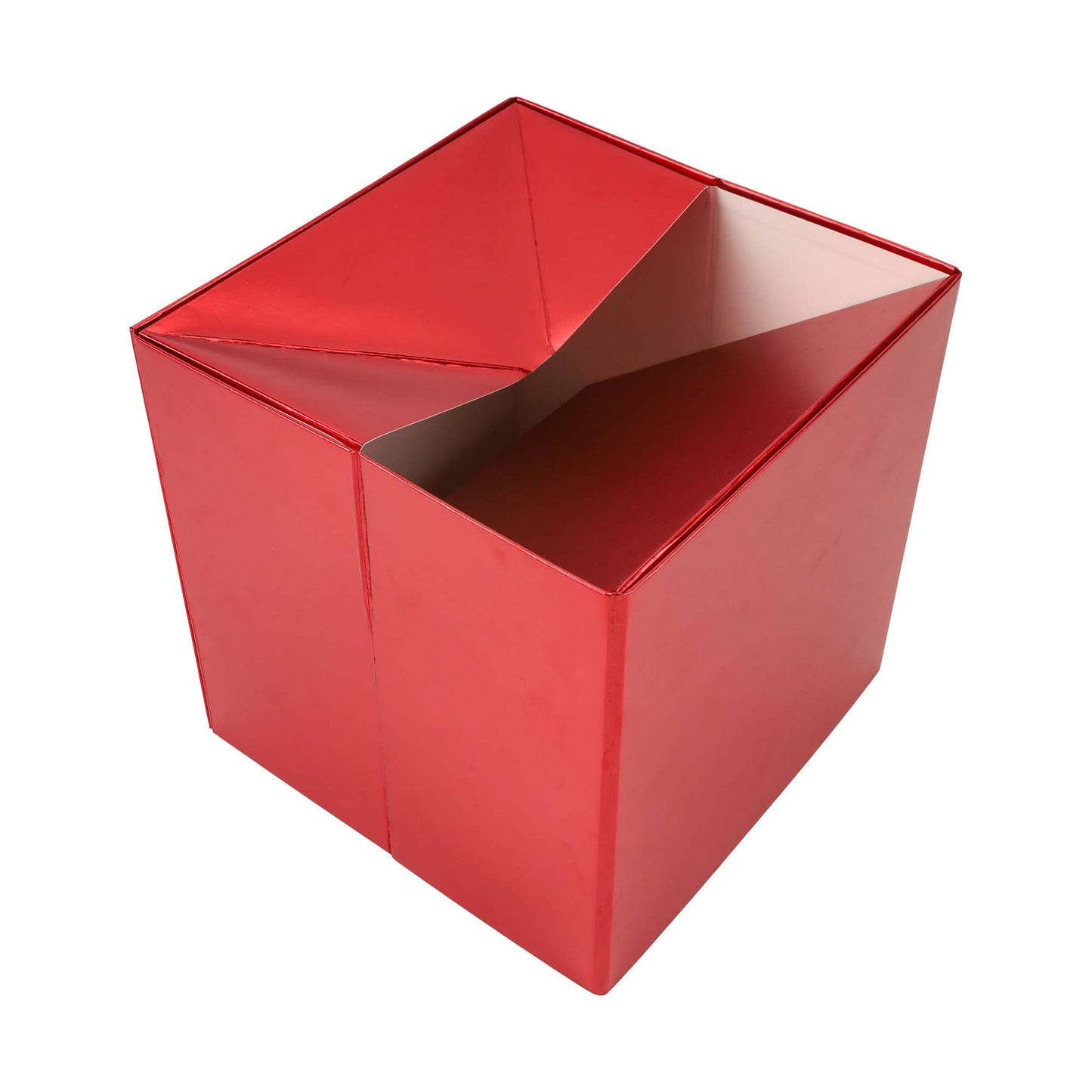 LA Ribbons Wholesale - 9"x 9"x 9" Collapsable Gift Box w/ Removable Lid | Matte Red