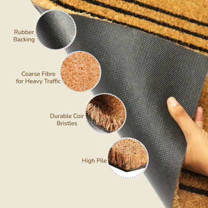 The Fine Living Company - Basic Stripe Coir Door mat - 17X30"(43x76cm) large
